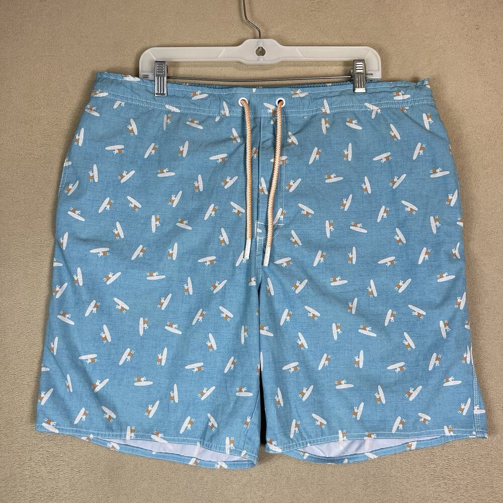 Johnnie O Swim Trunk Mens XXL Blue Arno Half‎ Elastic Surf Short Relaxed Fit